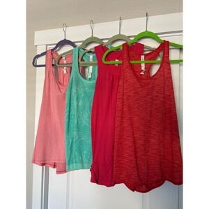 Lululemon Tank Top 4 Bundle Womens 10 Pink Red Teal Cool Racerback Swiftly Tech